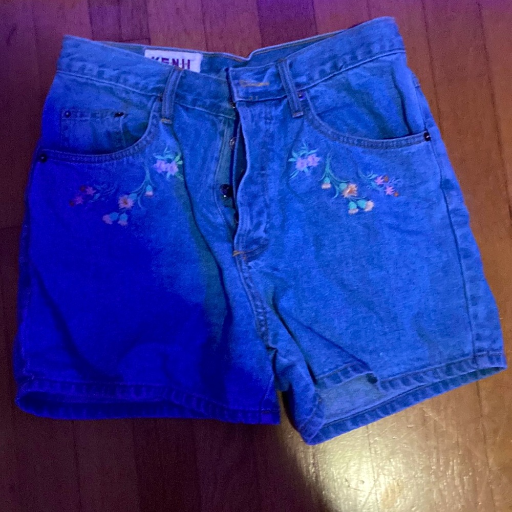 Flower blue Jean shorts